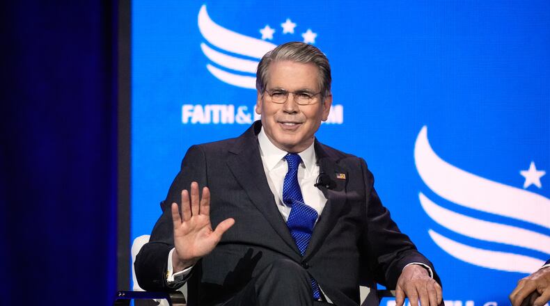 Treasury Secretary Scott Bessent speaks to the Faith & Freedom Coalition, a gathering of conservative Christian activists and leaders, Friday, June 26, 2026, in Washington. (AP Photo/Manuel Balce Ceneta)