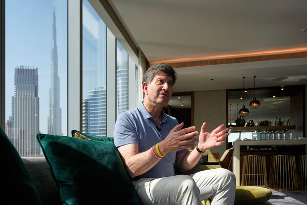 U.S. Congressman Brad Schneider speaks to the Associated Press at a hotel in Dubai, United Arab Emirates, Wednesday, June 18, 2025. (AP Photo/Altaf Qadri)