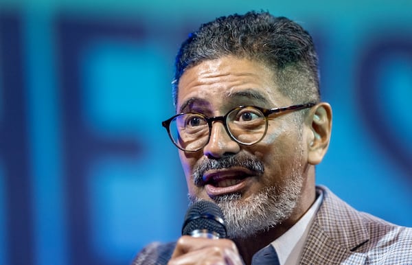 José Luis Orozco, a pastor from Nicaragua, ministers to members of the Oasis Church, in Taylor, Texas, June 15, 2025. (AP Photo/Rodolfo Gonzalez)