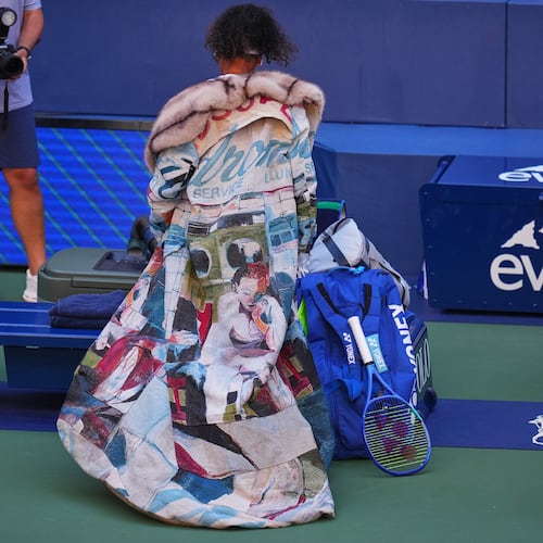 Naomi Osaka, of Japan, arrives for a match against Elena Rybakina, of Kazakhstan, during the fourth round of the U.S. Open tennis championships, Monday, Sept. 7, 2026, in New York. (AP Photo/Kirsty Wigglesworth)