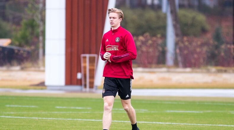 01/13/2019 -- Marietta, Georgia -- Atlanta United defender Patrick Nielsen takes the field as the team practices at their training facility at the Children's Healthcare of Atlanta Training Ground, Monday, January 13, 2020. (ALYSSA POINTER/ALYSSA.POINTER@AJC.COM)