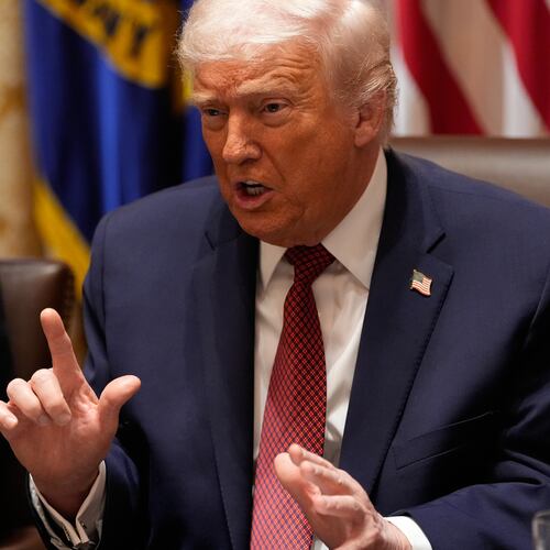 President Donald Trump speaks during a roundtable on farm subsidies in the Cabinet Room of the White House, Monday, Dec. 8, 2025, in Washington. (AP Photo/Alex Brandon)