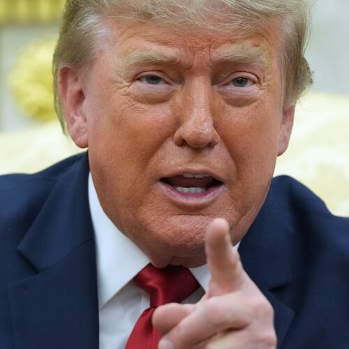 President Donald Trump speaks as he meets with Iraq's Prime Minister Ali al-Zaidi in the Oval Office of the White House, Tuesday, July 14, 2026, in Washington. (AP Photo/Julia Demaree Nikhinson)