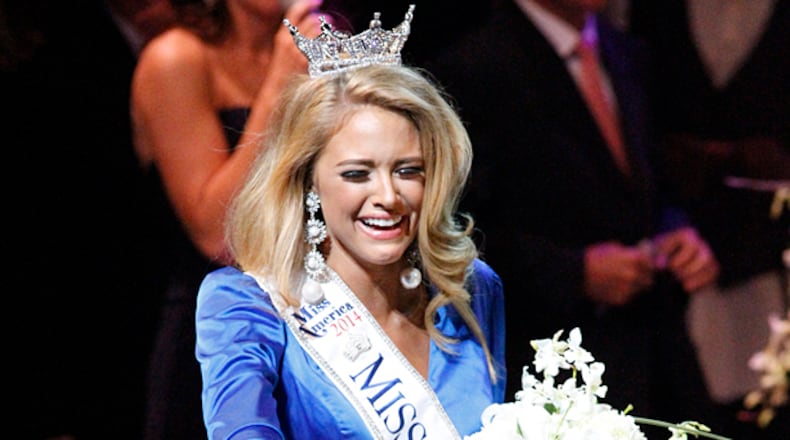 Miss Capital City Maggie Bridges is crowned Miss Georgia 2014 at the RiverCenter for the Performing Arts in Columbus, Ga., Saturday, June 21, 2014. (AP Photo/The Ledger-Enquirer, Robin Trimarchi)