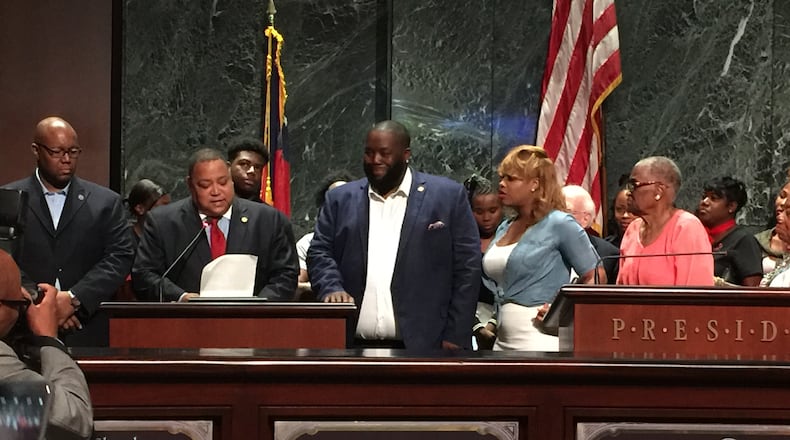 Michael Render, aka "Killer Mike," was honored Monday by the Atlanta City Council. LEON STAFFORD/AJC