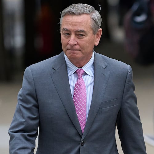 FILE - Former Tennessee House Speaker Glen Casada arrives at the federal courthouse in Nashville, Tenn., on May 9, 2025. (AP Photo/George Walker IV, File)