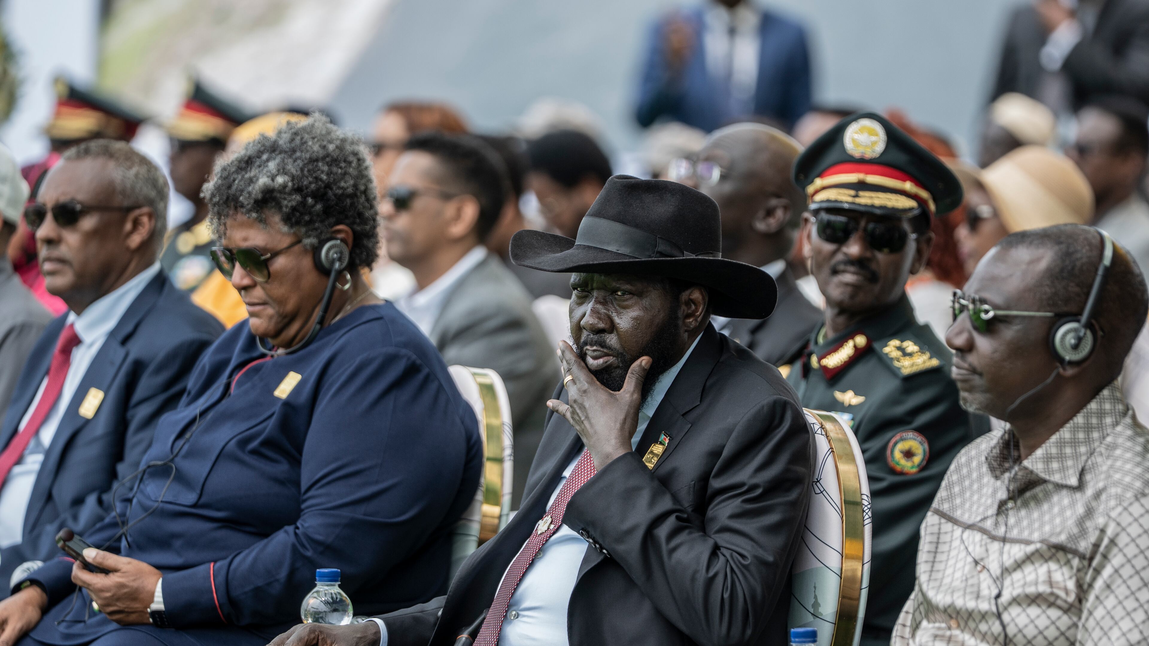 President Salva Kiir of South Sudan looks on during the inauguration of the Grand Ethiopian Renaissance Dam in Benishangul-Gumuz, Ethiopia, Tuesday, Sept. 9, 2025. (AP Photo)