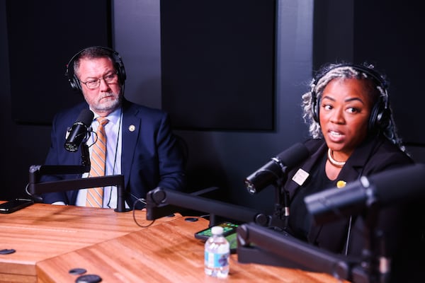 State Reps. Clint Crowe (left), R-Jackson, and Yasmin Neal, D-Jonesboro, are guests today on the “Politically Georgia” podcast. (Abbey Cutrer/AJC)