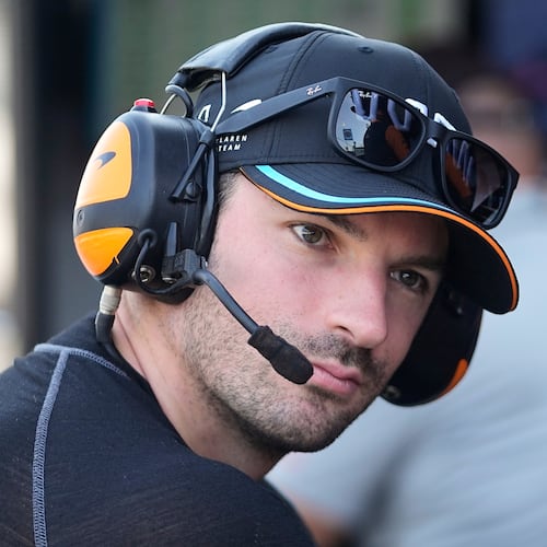 FILE - Alexander Rossi attends a practice session for the IndyCar Indianapolis GP auto race at Indianapolis Motor Speedway, Aug. 11, 2023, in Indianapolis. (AP Photo/Darron Cummings, File)