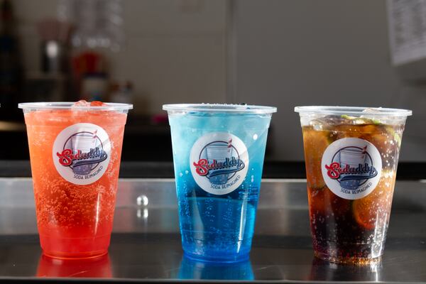 Sodaddy uses flavored syrups and other add-ins to a soda base to create fun, flavorful, colorful dirty soda drinks. (Ben Gray for the AJC)