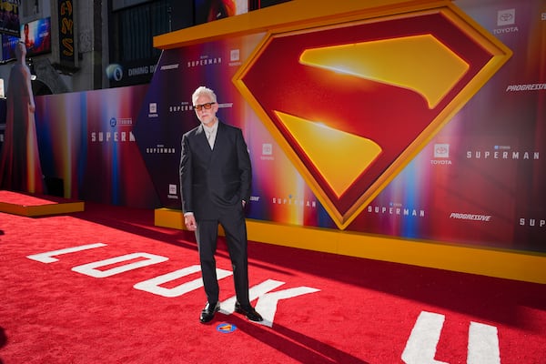 James Gunn arrives at the premiere of "Superman" on Monday, July 7, 2025, at the TCL Chinese Theatre in Los Angeles. Production crews for the film spent several months at Trilith Studios in Fayetteville last year. (Jordan Strauss/Invision/AP)
