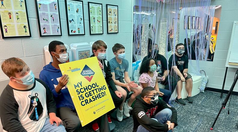 The new sensory calming room at Mountain View High School provides a safe space for students to destress and refocus.