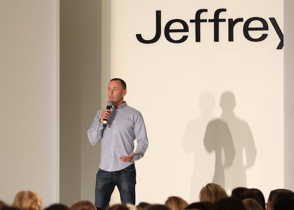 Fashion retailer and Jeffrey Cares founder Jeffrey Kalinsky speaks during the 23rd annual Jeffrey Fashion Cares high fashion charity event Aug. 31, 2015 at Phipps Plaza in Atlanta. (Akili-Casundria Ramsess for the AJC).