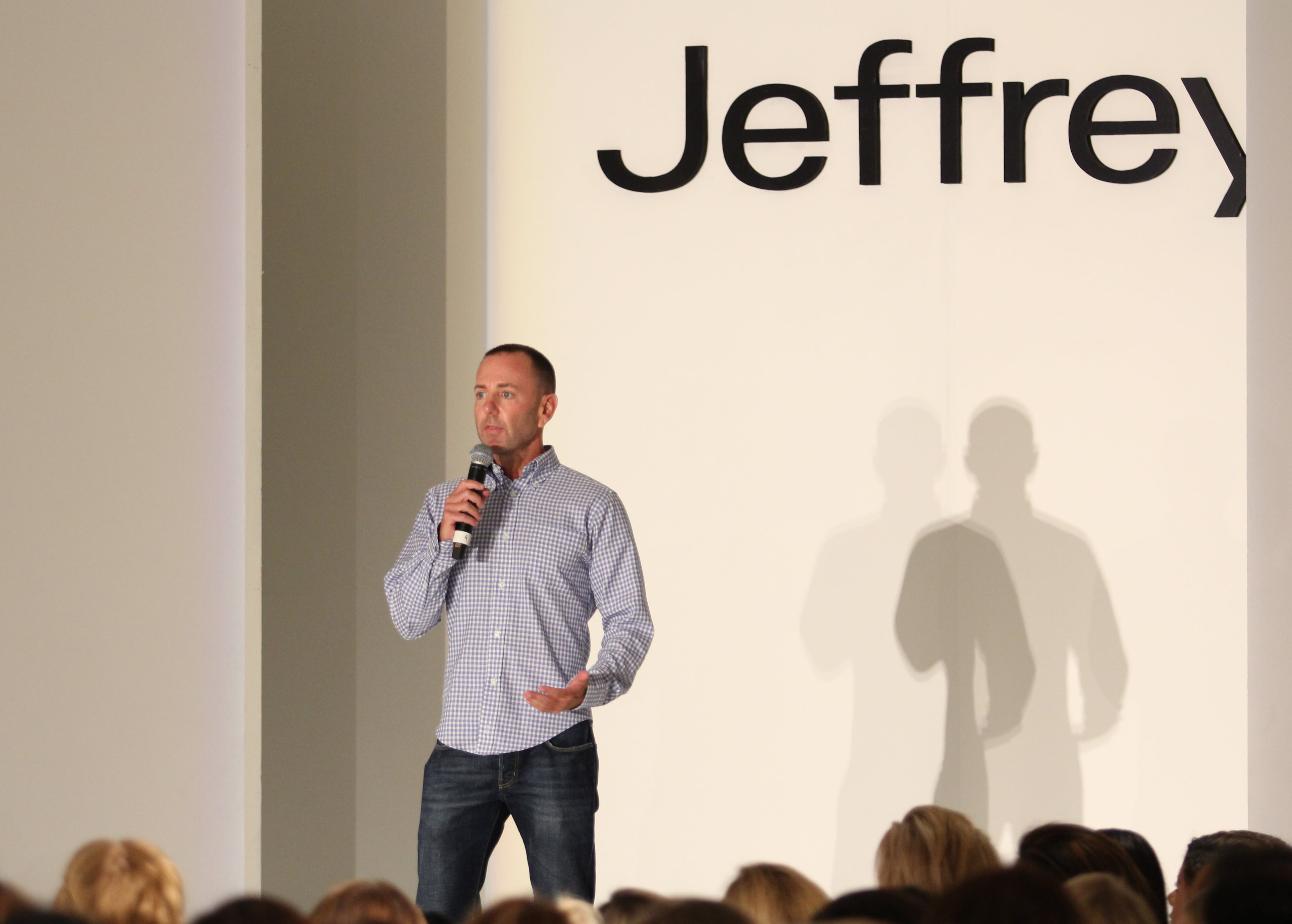 Fashion retailer and Jeffrey Cares founder Jeffrey Kalinsky speaks during the 23rd annual Jeffrey Fashion Cares high fashion charity event Aug. 31, 2015 at Phipps Plaza in Atlanta. (Akili-Casundria Ramsess for the AJC).