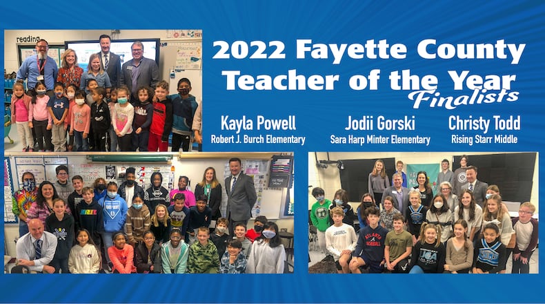 Three finalists are being considered as this year's Fayette County Teacher of the Year. (Courtesy of Fayette County Board of Education)