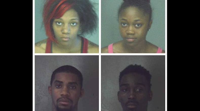 Clockwise, the defendants are: Nashea Poole, Clarissa McGhee, Antonio Avery and Demarco Butler.