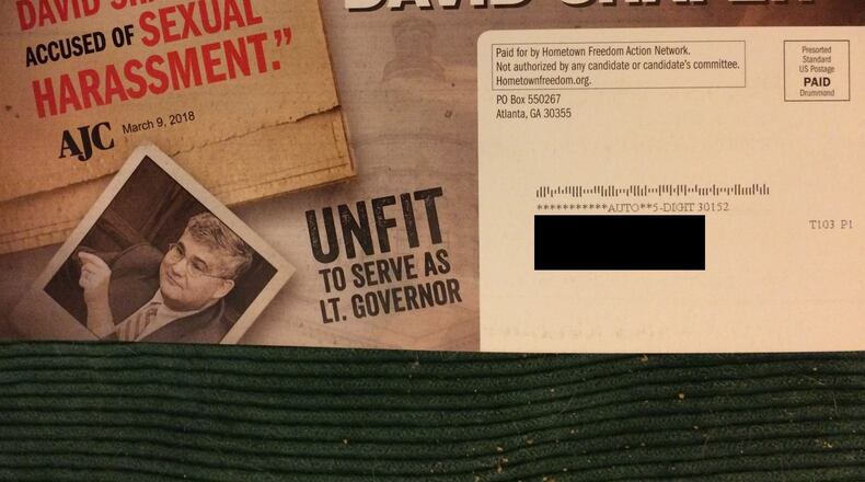 A dark-money group has spent about $1.5 million on negative advertising against state Sen. David Shafer heading into his lieutenant governor’s runoff.