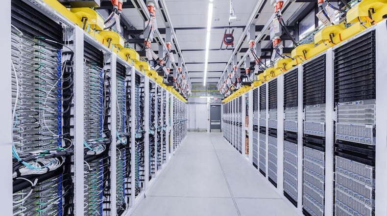 A look inside one of Microsoft’s Azure data centers. (Courtesy of Microsoft)