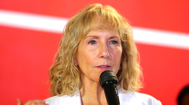 080421 Atlanta: Mayoral candidate attorney Sharon Gay takes questions during a mayoral debate hosted by The Young Democrats of Atlanta at Manuel’s Tavern on Wednesday, August 4, 2021, in Atlanta.   “Curtis Compton / Curtis.Compton@ajc.com”