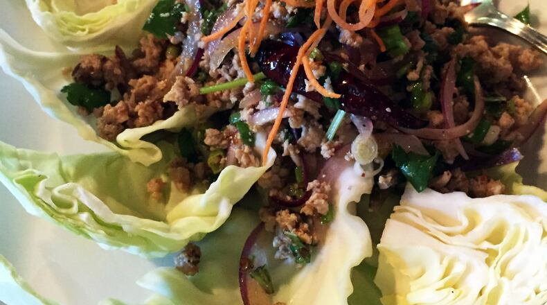 Bright hints of mint and just the right amount of fish sauce make this larb (ground chicken salad) succulent. (Elizabeth Lenhard)