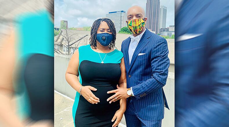 Quannesha Trimble and her husband, Gabriel Anthony Hall, are suing Emory University Hospital Midtown over what they said was the refusal by a hospital employee to let him accompany his wife to a recent doctor’s appointment. The hospital has rules allowing obstetric patients just one visitor due to the coronavirus pandemic. The couple believes the employee misinterpreted the rules. PHOTO CONTRIBUTED.