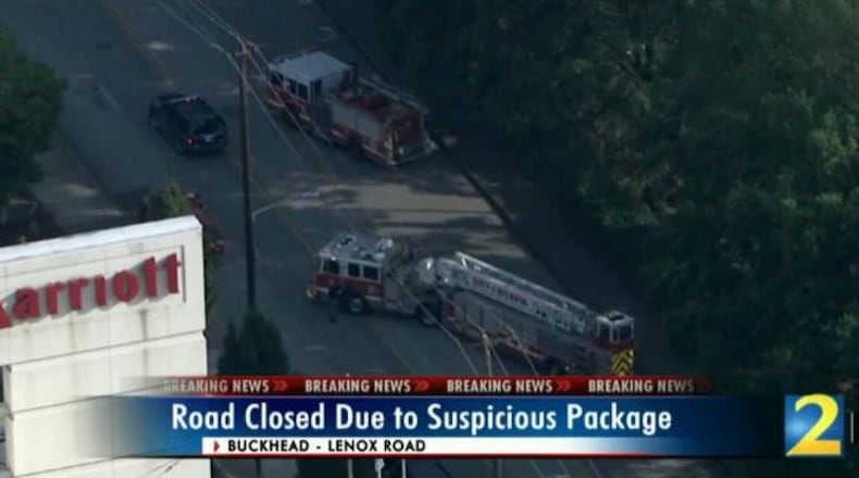 The package shut down a busy section of Lenox Road.
