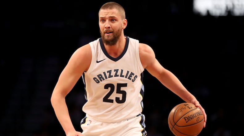 Chandler Parsons of the Memphis Grizzlies looks down the court in the first quarter against the Brooklyn Nets during their game at Barclays Center on March 19, 2018 in the Brooklyn borough of New York City. NOTE TO USER: User expressly acknowledges and agrees that, by downloading and or using this photograph, User is consenting to the terms and conditions of the Getty Images License Agreement. (Photo by Abbie Parr/Getty Images)