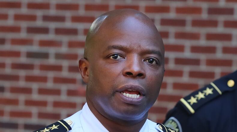 041921 Atlanta: APD Interim Chief Rodney Bryant speaks on preparations in Atlanta for the Derek Chauvin verdict on Monday, April 19, 2021, at the APD Headquarters in Atlanta. Last year, video of the former police officer’s alleged killing of George Floyd, a 46-year-old Black man, prompted days of protests, riots and looting, and demonstrations across the US and world. “Curtis Compton / Curtis.Compton@ajc.com”