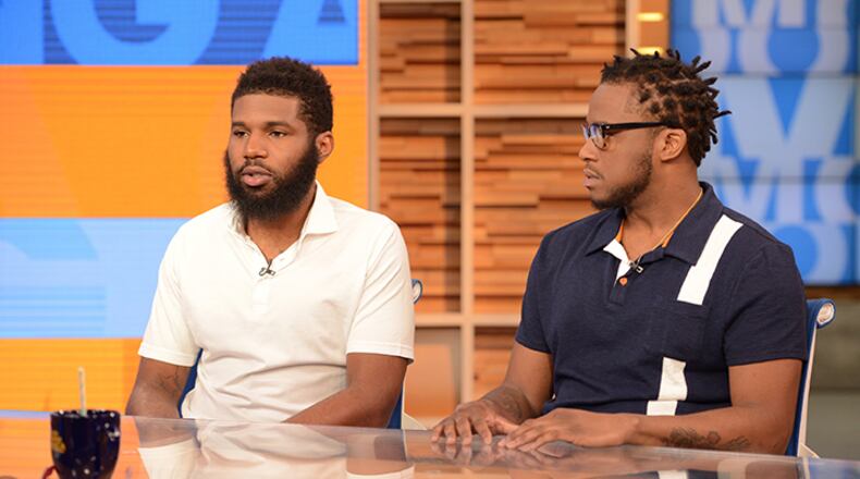 Rashon Nelson and Donte Robinson, the two men arrested at a Starbucks, tell their story on "Good Morning America" in April 2018.