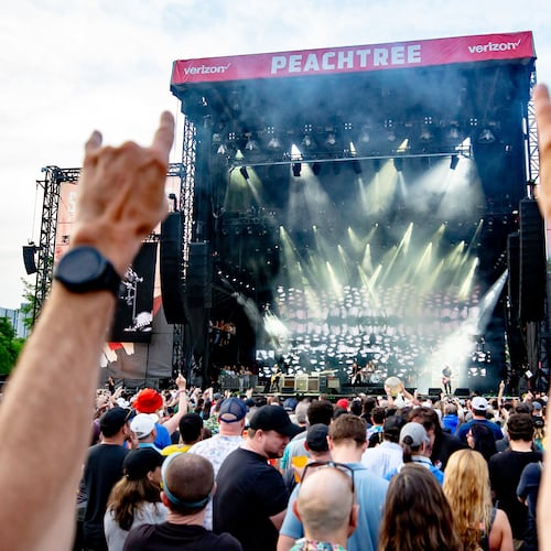 Foo Fighters closed out Shaky Knees 2024 at Central Park with extended versions of their biggest hits. The indie rock festival has moved to Piedmont Park for this weekend's event. (Ryan Fleisher for the AJC)