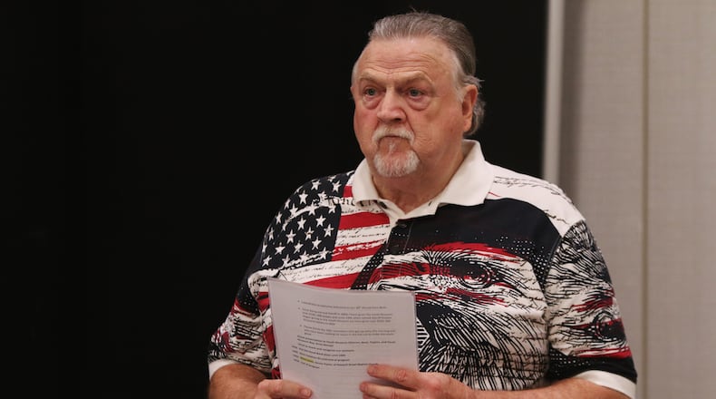 June 15, 2019 Marietta- Cobb County Sheriff Neil Warren walks up to the podium to speak during the 30th annual Cobb Sheriff's Corn Boilin' at Jim Miller Park in Marietta, Georgia. (Christina Matacotta/Christina.Matacotta@ajc.com)