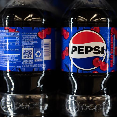 Bottles of Pepsi products are displayed for sale at Hawthorne Market on Tuesday, Jan. 6, 2026, in Portland, Ore. (AP Photo/Jenny Kane)