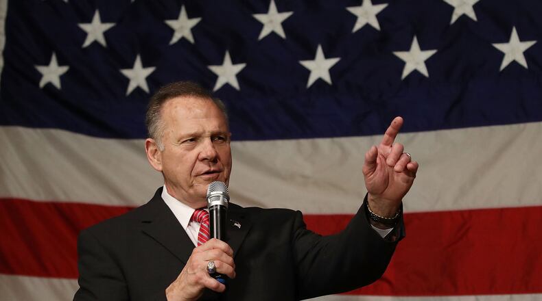 Republican Senatorial candidate Roy Moore speaks during a campaign event at Oak Hollow Farm on December 5, 2017 in Fairhope, Alabama. Mr. Moore is facing off against Democrat Doug Jones in next week's special election for the U.S. Senate. (Photo by Joe Raedle/Getty Images)