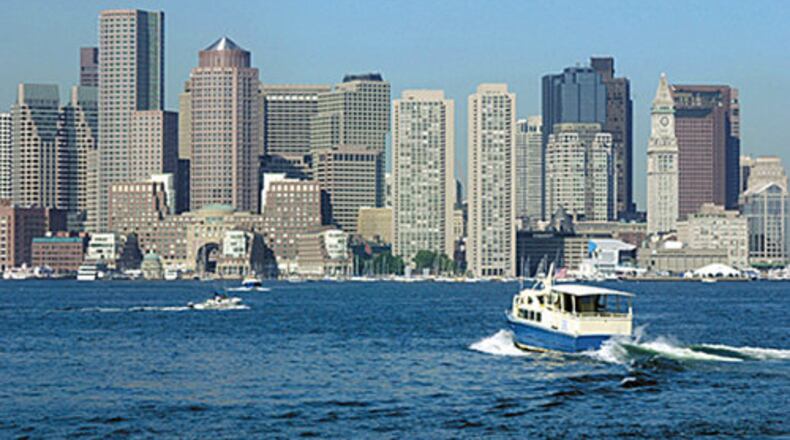 Boston Harbor Skyline - the view of downtown Boston from across the harbor in Charlestown.