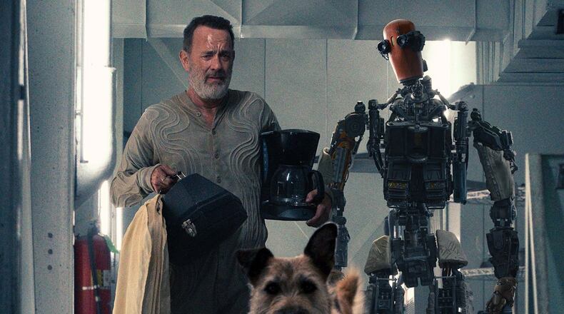 Tom Hanks stars in a new Apple TV+ film "Finch," an apocalyptic drama where he plays a scientist who decides to use his skills as a robotics engineer to create a robot to take care of his dog after he dies. APPLE TV+