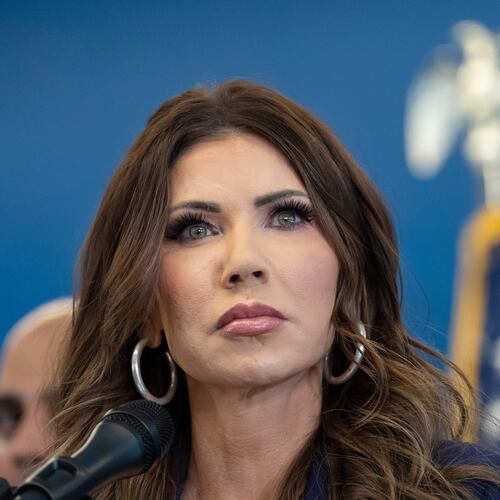 U.S. Homeland Security Secretary Kristi Noem speaks during a press conference, Thursday, Jan. 8, 2026, in New York. (AP Photo/Yuki Iwamura)