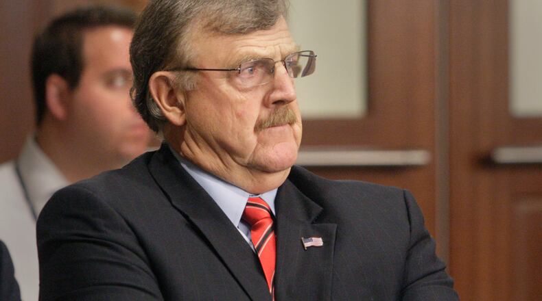 Cobb County Sheriff Neil Warren listens to proceedings in the Jessica Colotl case. Oct. 7, 2011 Bob Andres bandres@ajc.com