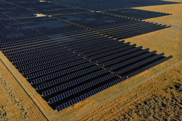 FILE - A solar farm sits in Mona, Utah, on Tuesday, Aug. 9, 2022. (AP Photo/Rick Bowmer, File)