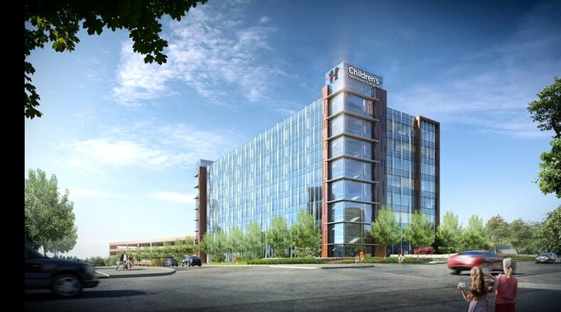 A conceptual drawing shows the Children’s Healthcare of Atlanta Center for Advanced Pediatrics. The medical office building, located in Brookhaven, will provide specialized, coordinated and multidisciplinary care to children. Rendering provided by CHOA.