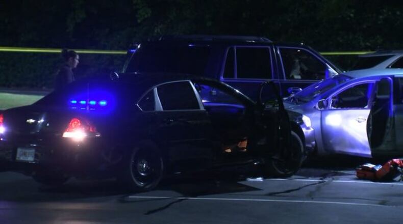 The scene after suspect Jaquan Barnes was arrested in Sandy Springs in May 2018.