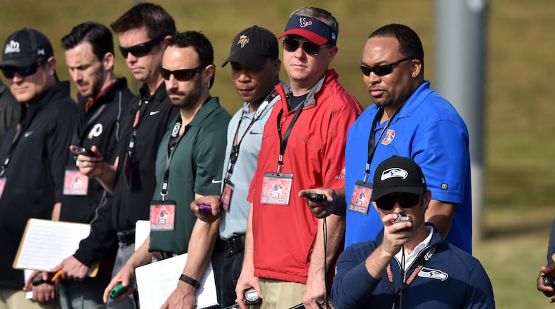 NFL coaches and scouts have their stop watches ready during a recent Pro Day at the University of Georgia.