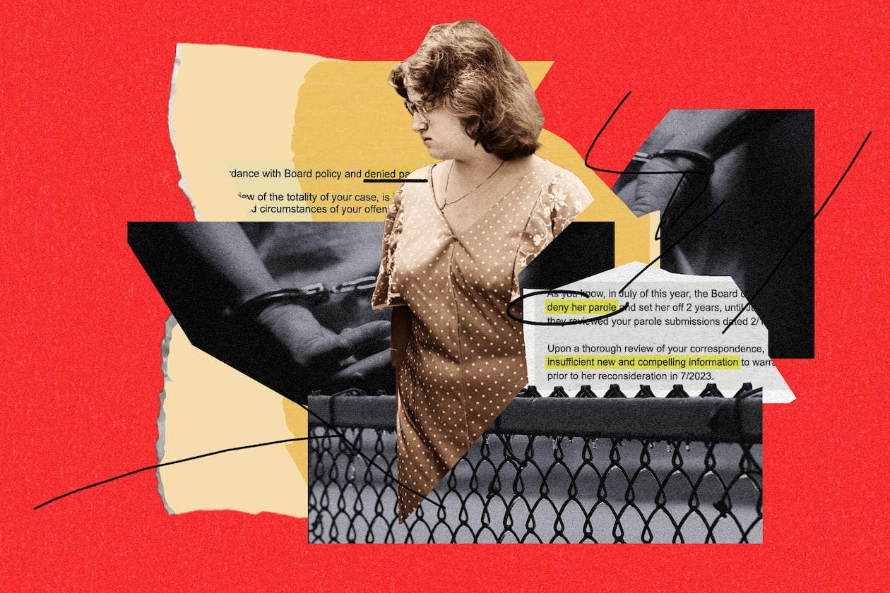 Janice Buttrum has been denied parole five times in the last 44 years. She was imprisoned at 17 for her role in a murder and sexual assault of a young woman in North Georgia. Given the crime, she must do more time, the board told her. (Photo illustration: Philip Robibero/AJC)