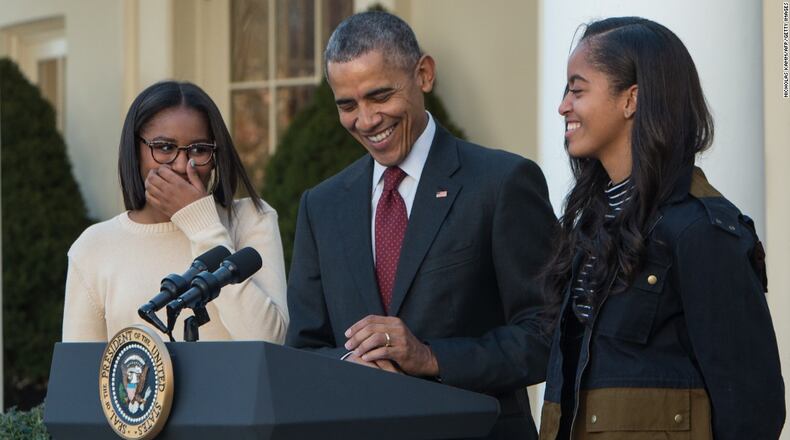 The bridesmaids and their dad. Getty Images