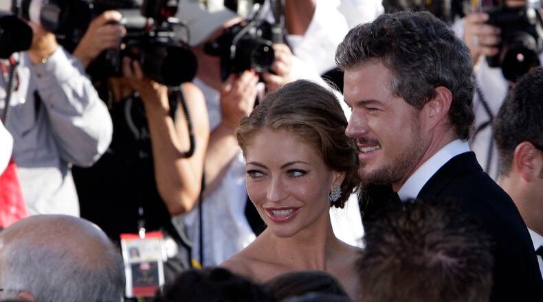 FILE - Eric Dane and Rebecca Gayheart arrive at the 59th Primetime Emmy Awards at the Shrine Auditorium, Sept. 16, 2007, in Los Angeles. (AP Photo/Kevork Djansezian, File)