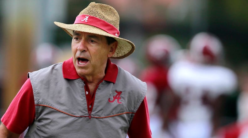 Alabama Crimson Tide head coach Nick Saban enters his 13th season at the Tuscaloosa school.