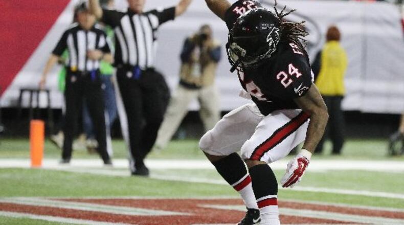 Falcons can't spike the football on NFC South just yet. (Curtis Compton/ccompton@ajc.com)