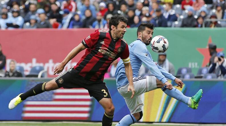 Defender Michael Parkhurst and Atlanta United will hope to slow down David Villa and the NYCFC attack on Saturday afternoon.