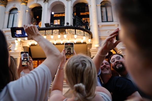 Rachel Zegler performs the song 'Don't Cry For Me Argentina' from The London Palladium Theatre balcony during a performance of Evita on Wednesday, June 18, 2025, in London. (Photo by Millie Turner/Invision/AP)