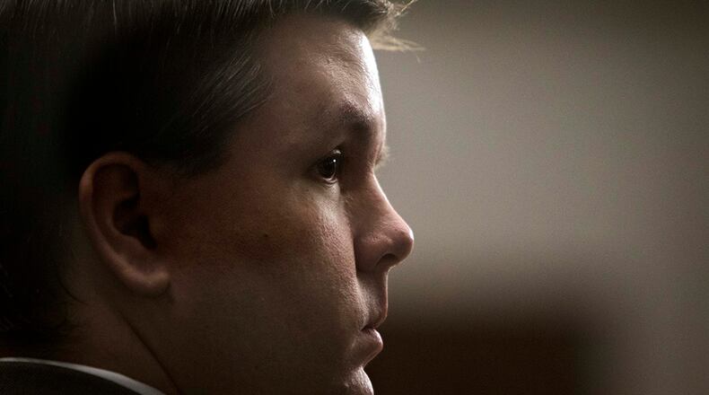 Justin Ross Harris listens to jury selection during his murder trial at the Glynn County Courthouse in Brunswick, Ga., Monday, Oct. 3, 2016.  (AJC Photo/Stephen B. Morton)