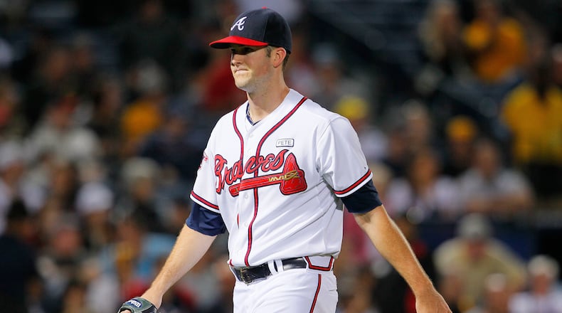 ATLANTA, GA - SEPTEMBER 23: Alex Wood #40 of the Atlanta Braves reacts after the top of the sixth inning where the Pittsburgh Pirates scored the go-ahead run at Turner Field on September 23, 2014 in Atlanta, Georgia. (Photo by Kevin C. Cox/Getty Images)